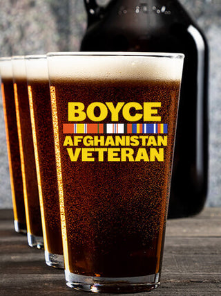 Afghanistan Veteran : Growler Pint Glass Gift Sets - Color Printed