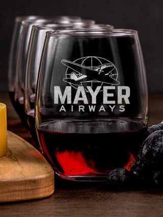 Airways : Cheese Board Wine Glass Gift Sets - Engraved