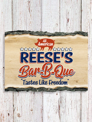 All American BBQ : Faux Sliced Log Plaque
