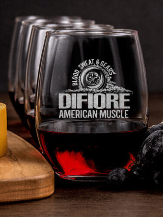 American Muscle : Cheese Board Wine Glass Gift Sets - Engraved