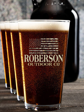 American Outdoor Company : Growler Pint Glass Gift Sets - Color Printed