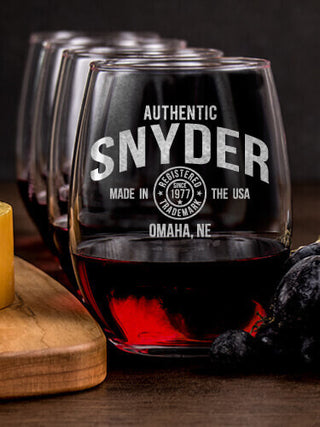 Authentic Brand : Cheese Board Wine Glass Gift Sets - Engraved