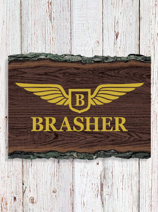 Aviation Monogram : Faux Sliced Log Plaque