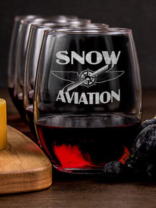 Aviation : Cheese Board Wine Glass Gift Sets - Engraved