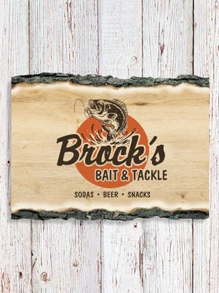 Bait and Tackle : Faux Sliced Log Plaque