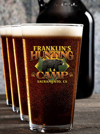 Bear Hunting Camp : Growler Pint Glass Gift Sets - Color Printed