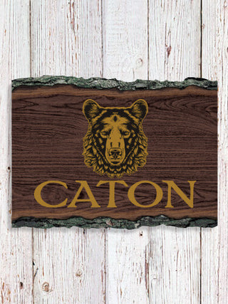 Bear : Faux Sliced Log Plaque
