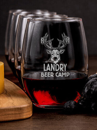Beer Camp : Cheese Board Wine Glass Gift Sets - Engraved