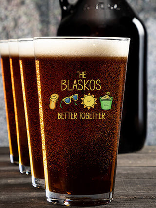 Better Together Vacation : Growler Pint Glass Gift Sets - Color Printed