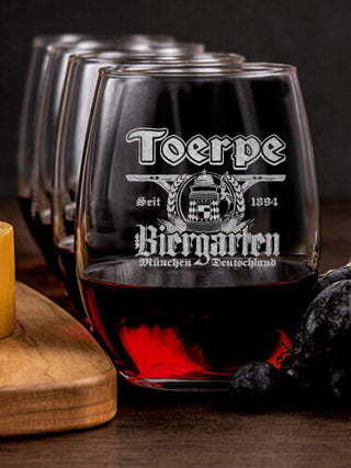 Biergarten : Cheese Board Wine Glass Gift Sets - Engraved