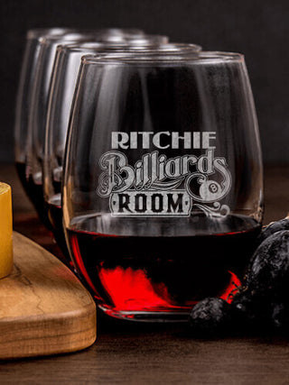 Billiards Room : Cheese Board Wine Glass Gift Sets - Engraved