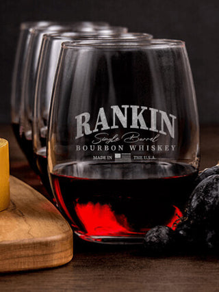 Bourbon Whiskey : Cheese Board Wine Glass Gift Sets - Engraved