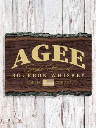 Bourbon Whiskey : Faux Sliced Log Plaque