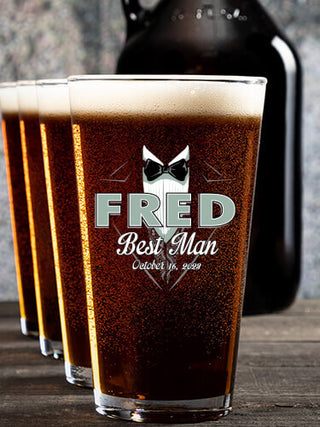 Bridal Party Guys : Growler Pint Glass Gift Sets - Color Printed