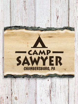 Camp : Faux Sliced Log Plaque