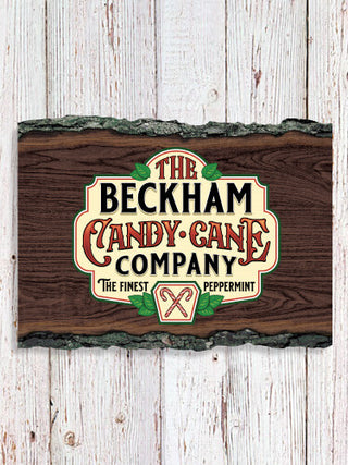 Candy Cane Company : Faux Sliced Log Plaque