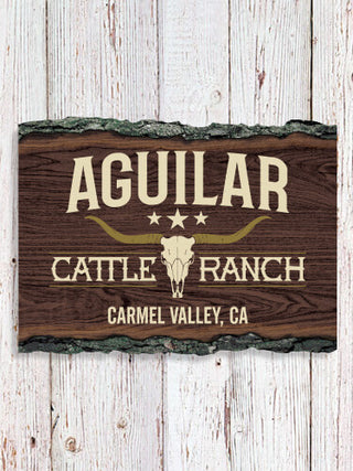 Cattle Ranch : Faux Sliced Log Plaque