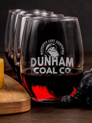 Christmas Coal Company : Cheese Board Wine Glass Gift Sets - Engraved