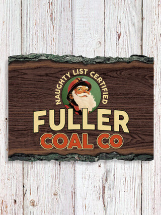 Christmas Coal Company : Faux Sliced Log Plaque
