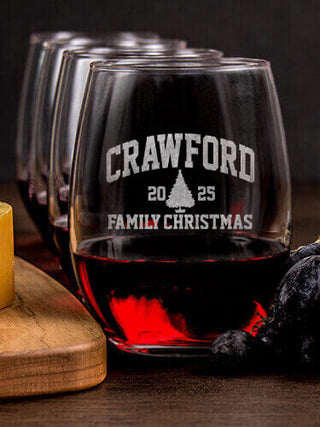 Christmas Varsity : Cheese Board Wine Glass Gift Sets - Engraved