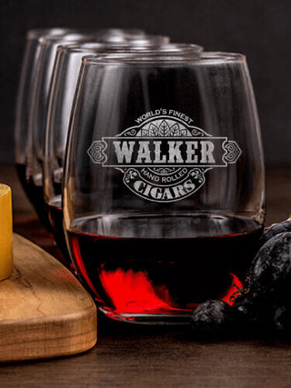 Cigars : Cheese Board Wine Glass Gift Sets - Engraved