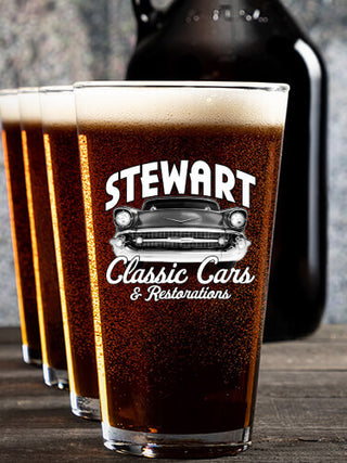 Classic Cars II : Growler Pint Glass Gift Sets - Color Printed