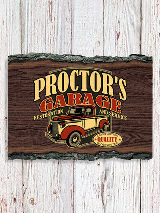 Classic Garage : Faux Sliced Log Plaque