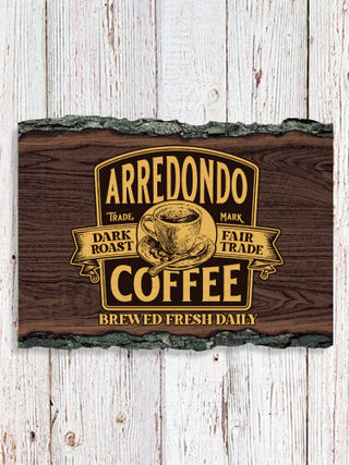 Coffee : Faux Sliced Log Plaque