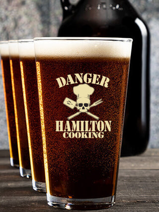 Cooking Danger : Growler Pint Glass Gift Sets - Color Printed