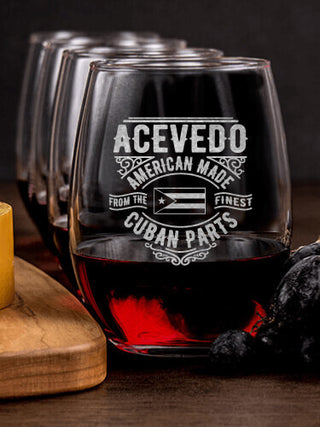 Cuban Parts : Cheese Board Wine Glass Gift Sets - Engraved