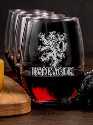Czech Lion : Cheese Board Wine Glass Gift Sets - Engraved