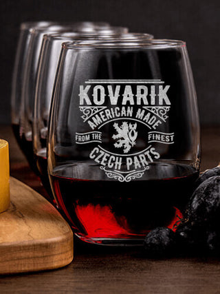 Czech Parts : Cheese Board Wine Glass Gift Sets - Engraved