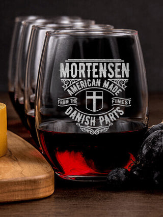 Danish Parts : Cheese Board Wine Glass Gift Sets - Engraved