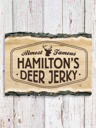 Deer Jerky : Faux Sliced Log Plaque