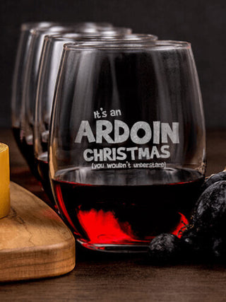 Family Christmas Thing : Cheese Board Wine Glass Gift Sets - Engraved