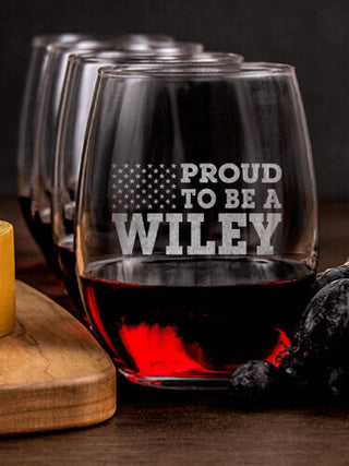 Family Flag : Cheese Board Wine Glass Gift Sets - Engraved