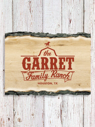 Family Ranch : Faux Sliced Log Plaque
