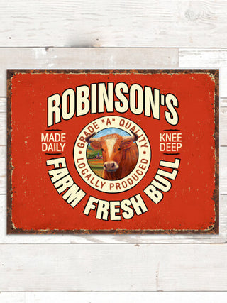 Farm Fresh Bull : Tin Signs