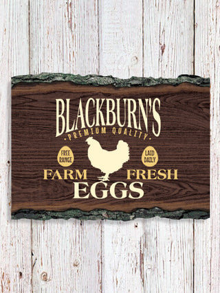 Farm Fresh Eggs : Faux Sliced Log Plaque