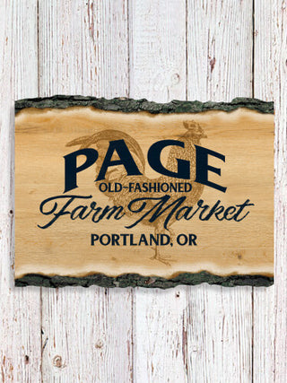Farm Market : Faux Sliced Log Plaque