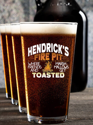 Fire Pit : Growler Pint Glass Gift Sets - Color Printed