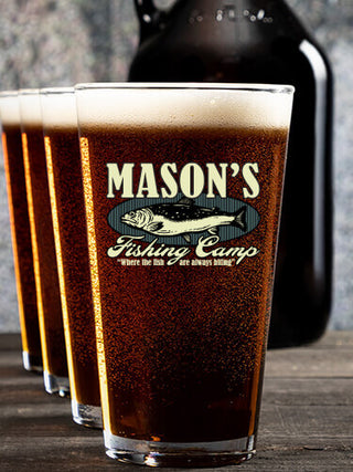 Fishing Camp : Growler Pint Glass Gift Sets - Color Printed