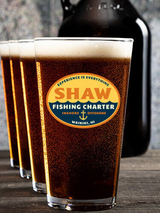 Fishing Charter : Growler Pint Glass Gift Sets - Color Printed