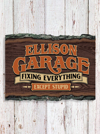 Fixing Everything Garage : Faux Sliced Log Plaque