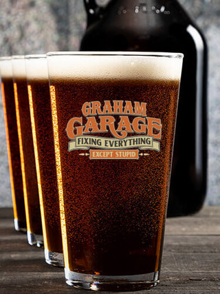 Fixing Everything Garage : Growler Pint Glass Gift Sets - Color Printed