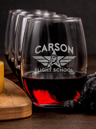 Flight School : Cheese Board Wine Glass Gift Sets - Engraved