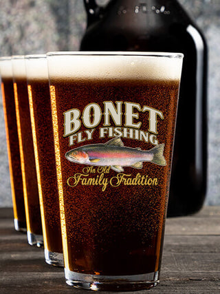 Fly Fishing Family Tradition : Growler Pint Glass Gift Sets - Color Printed