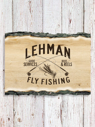 Fly Fishing Guide : Faux Sliced Log Plaque