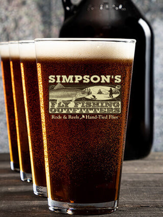 Fly Fishing : Growler Pint Glass Gift Sets - Color Printed