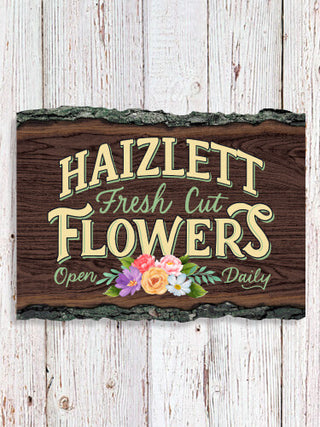 Fresh Cut Flowers : Faux Sliced Log Plaque